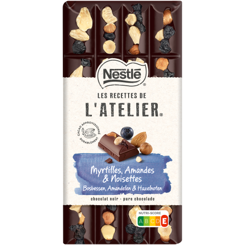 NESTLÉ L'ATELIER Purechocolade reep bosbes amandel hazelnoot