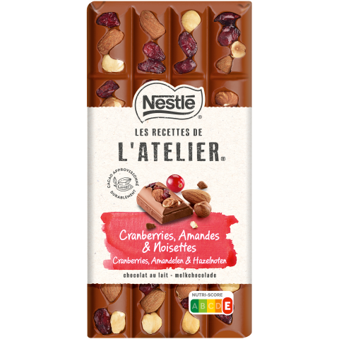 NESTLÉ L'ATELIER Melkchocolade reep cranberry amandel hazelnoot